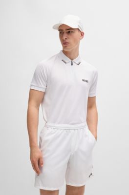 Polo BOSS x Matteo Berrettini con rayas estilo palomitas de ma&iacute;z, Blanco