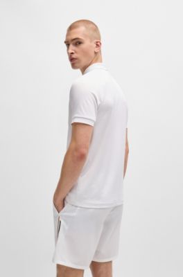 Polo BOSS x Matteo Berrettini con rayas estilo palomitas de ma&iacute;z, Blanco