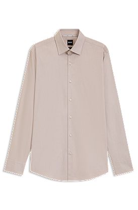 Slim-fit shirt in easy-iron stretch-cotton twill