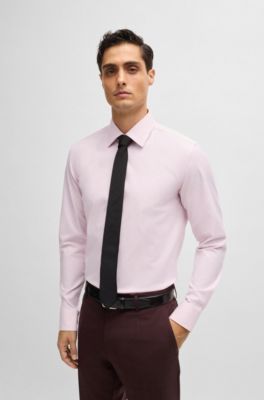 Chemise Slim en twill de coton stretch facile &agrave; repasser, Rose clair