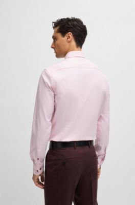 Chemise Slim en twill de coton stretch facile &agrave; repasser, Rose clair
