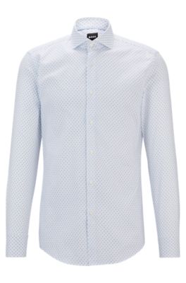 BOSS - Slim-fit shirt in printed stretch cotton