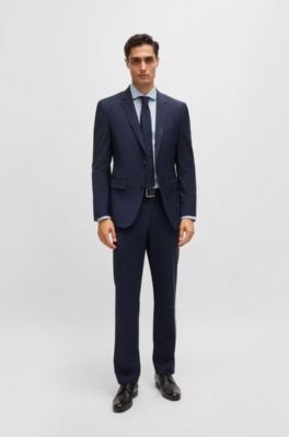 Camisa slim fit de algod&oacute;n el&aacute;stico con estampado, Celeste