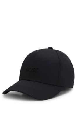 Embroidered-logo cap in cotton twill, Black