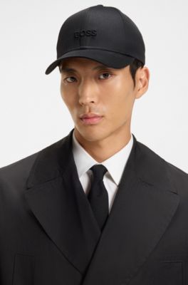 Embroidered-logo cap in cotton twill, Black