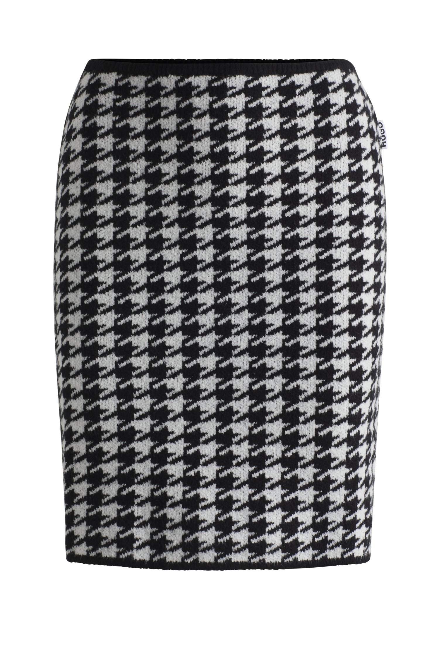 Slim-fit mini skirt a houndstooth cotton blend