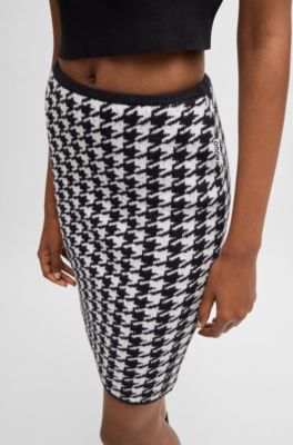 Minifalda slim fit de algod&oacute;n con motivo de pata de gallo, Fantas&iacute;a