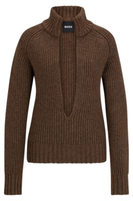 BOSS - V-neck sweater in a wool and silk blend