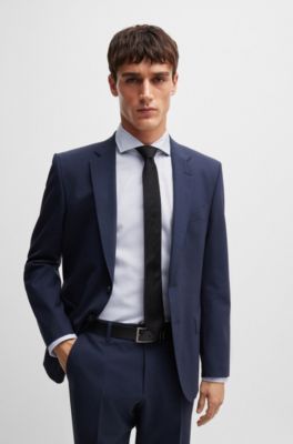 Camisa slim fit de algod&oacute;n con estructura, Celeste