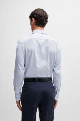 Camisa slim fit de algod&oacute;n con estructura, Celeste