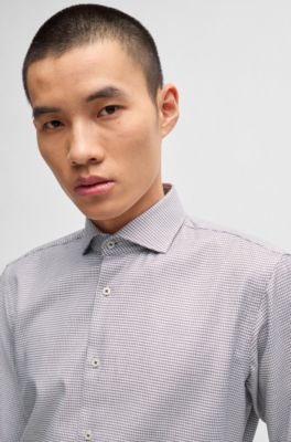 Regular-fit shirt in structured cotton twill, Dark Red