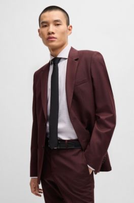 Regular-fit shirt in structured cotton twill, Dark Red