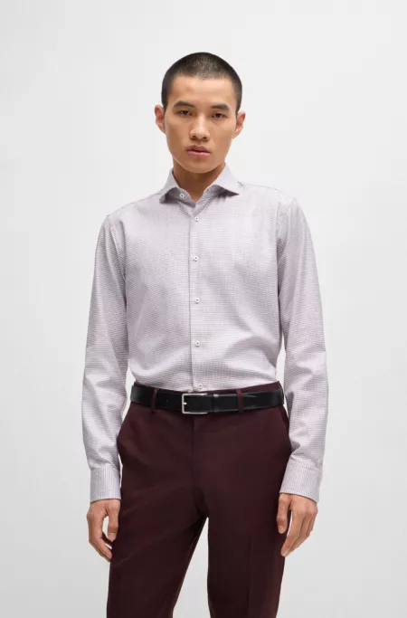 Regular-fit shirt in structured cotton twill