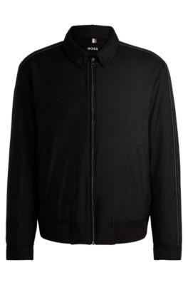 Shop Hugo Boss Regular-fit Jacket In Water-repellent Material In Black