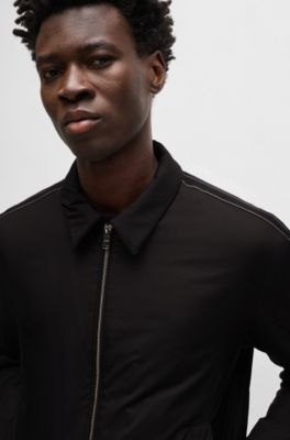 Regular-fit jacket in water-repellent material, Black