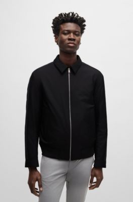 Regular-fit jacket in water-repellent material, Black