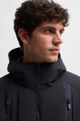 Water-repellent regular-fit jacket in performance twill, Dark Blue