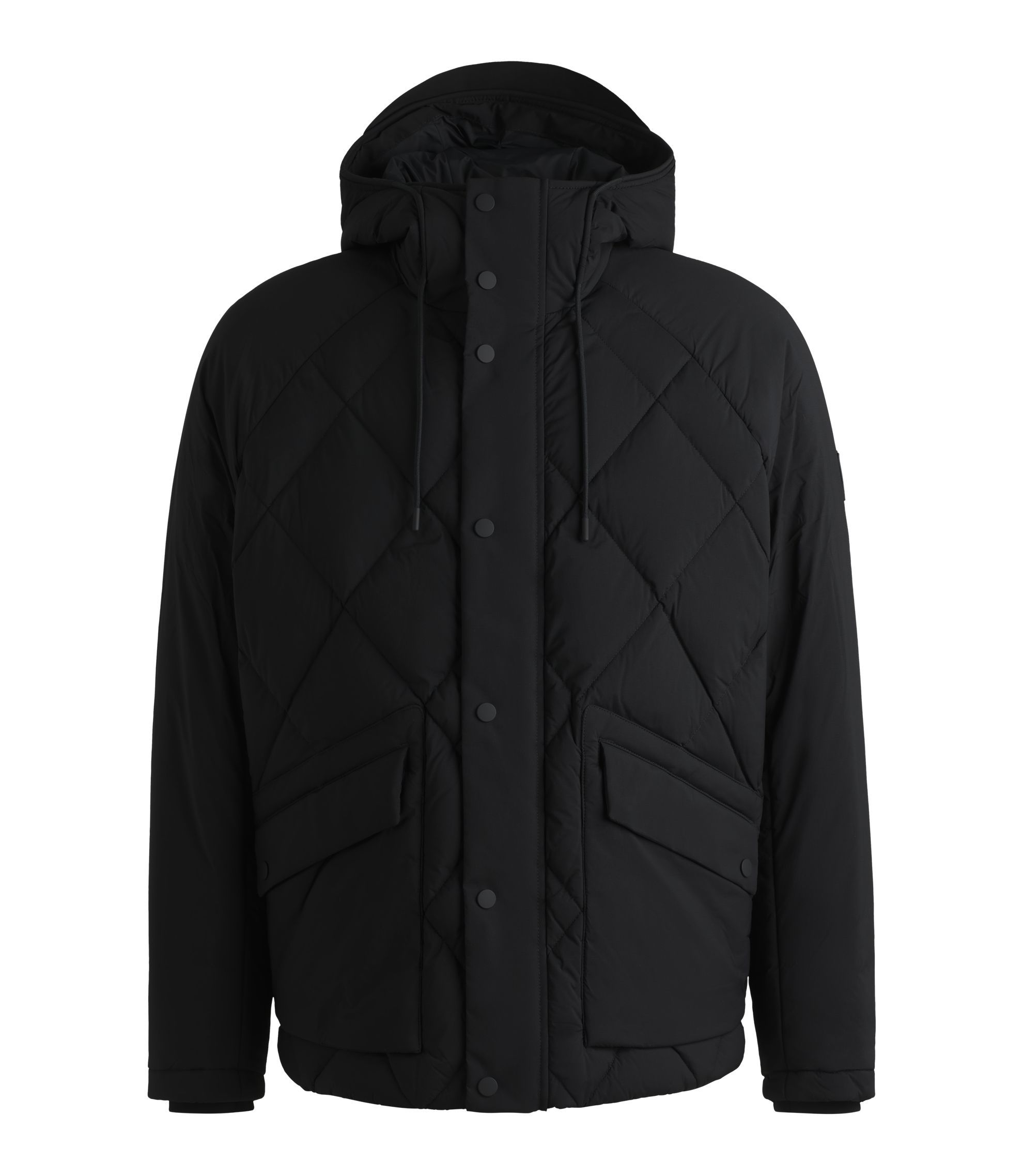 BOSS - Down jacket in comfort-stretch ripstop with hooded collar