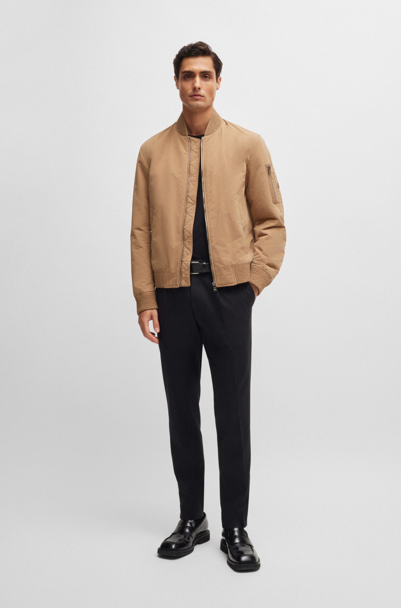 BOSS - Water-repellent jacket in a regular fit - Light Beige