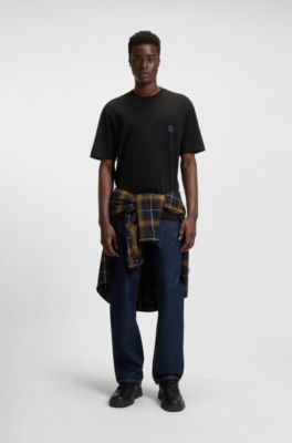 T-shirt en jersey de coton avec logo Happy HUGO, Noir