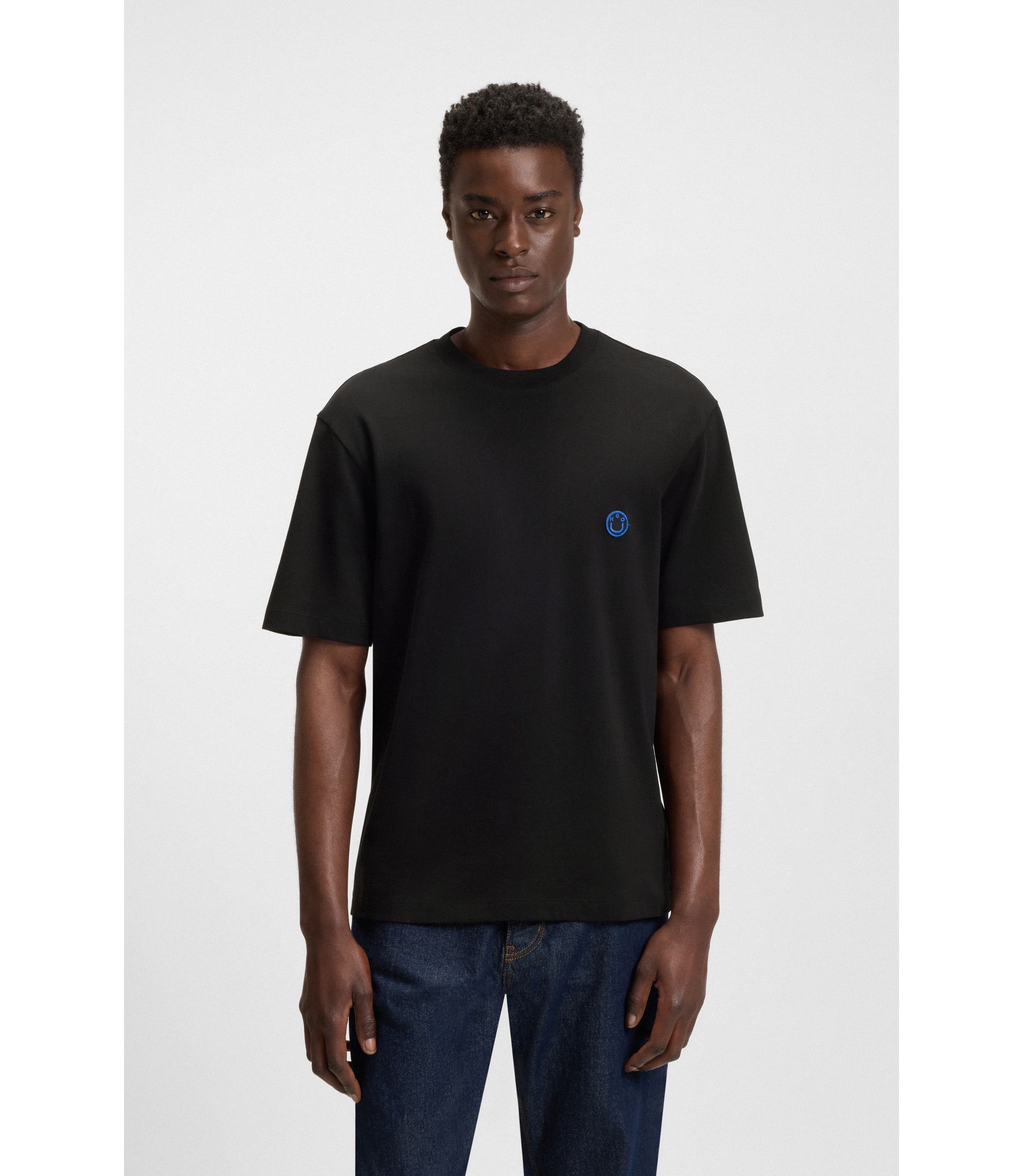 HUGO BOSS Tシャツ スマイル　Happy hugo HUGO - Oversized-fit T-shirt in cotton with Happy HUGO logo