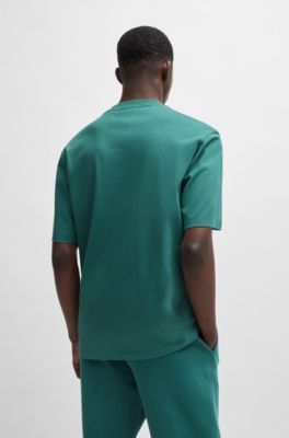 Cotton-jersey T-shirt with Happy HUGO logo, Green