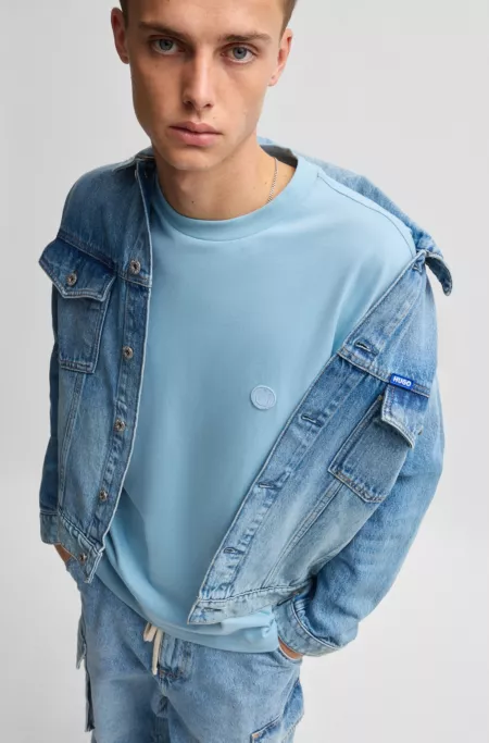 Cotton-jersey T-shirt with Happy HUGO logo