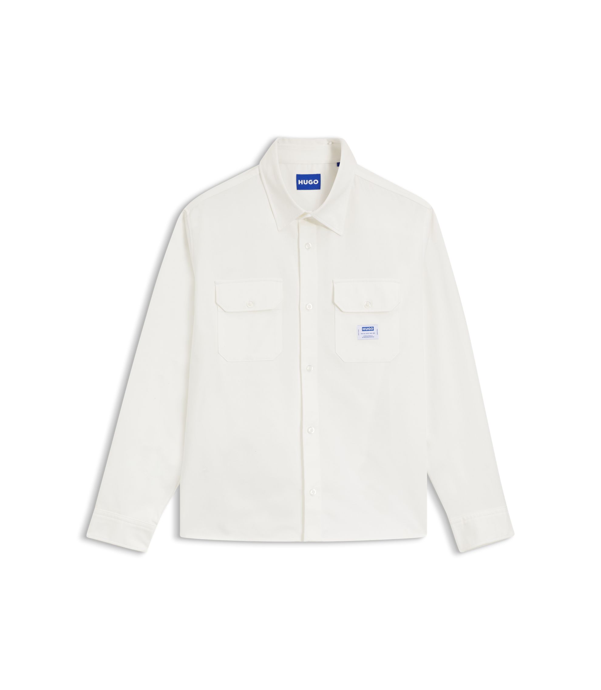 HUGO - Logo-label shirt in cotton twill - White