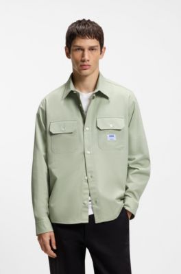 Camisa de sarga de algod&oacute;n con etiqueta con logo, Cal