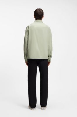 Logo-label shirt in cotton twill, Light Green