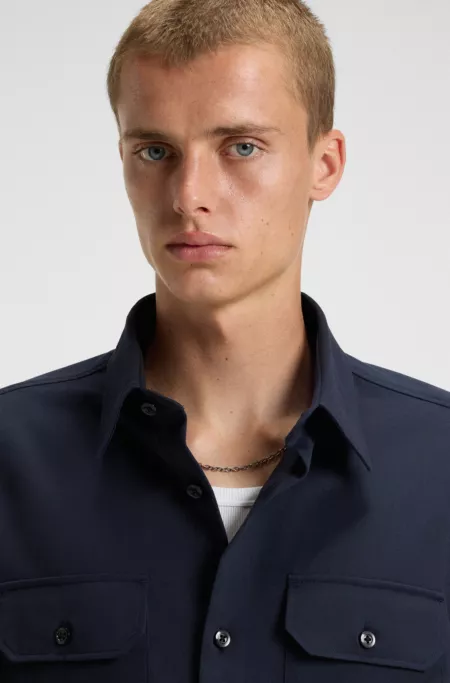 Logo-label shirt in cotton twill