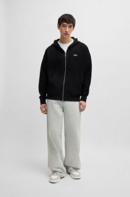 Logo-print hoodie in cotton terry, Black