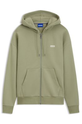 Sudadera de felpa de algod&oacute;n con capucha y logos estampados, Desbordamiento de color beige