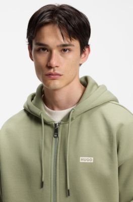 Sudadera de felpa de algod&oacute;n con capucha y logos estampados, Desbordamiento de color beige