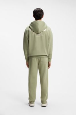 Sweat &agrave; capuche en molleton de coton avec logos imprim&eacute;s, Beige
