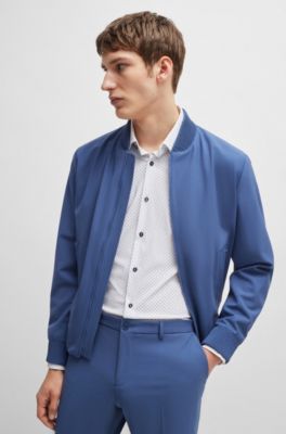 Slim-fit shirt in printed performance-stretch material, White