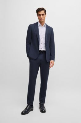 Slim-fit shirt in printed performance-stretch material, White