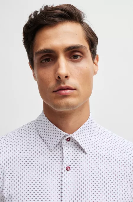 Slim-fit shirt in printed performance-stretch material