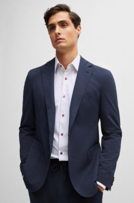 Slim-fit shirt in printed performance-stretch material, White