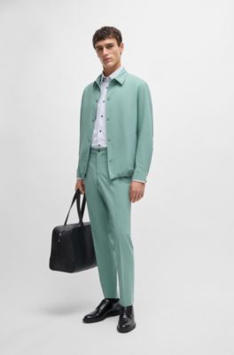 Slim-fit shirt in printed performance-stretch material, Light Green