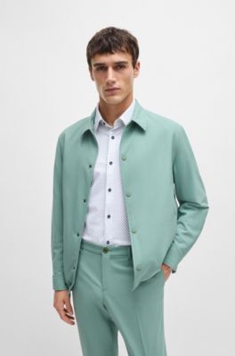 Slim-fit shirt in printed performance-stretch material, Light Green