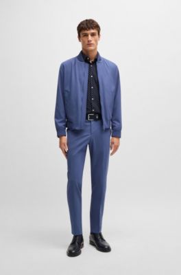 Slim-fit shirt in printed performance-stretch material, Dark Blue