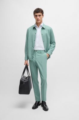 Camisa slim fit en material t&eacute;cnico el&aacute;stico con estructura, Blanco