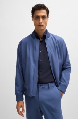 Camisa slim fit en material t&eacute;cnico el&aacute;stico con estructura, Azul oscuro