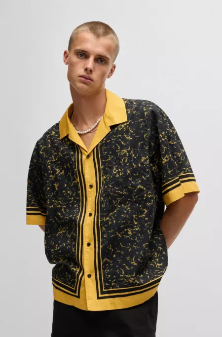 Oversize-fit shirt in a printed cotton blend
