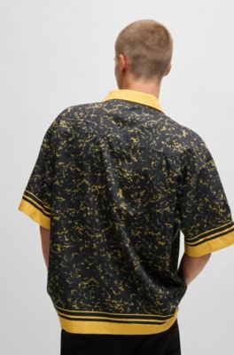 Camisa oversize fit de algod&oacute;n estampado, Oro