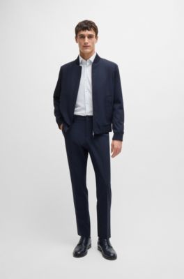 Camisa regular fit en material t&eacute;cnico estructurado, Azul oscuro