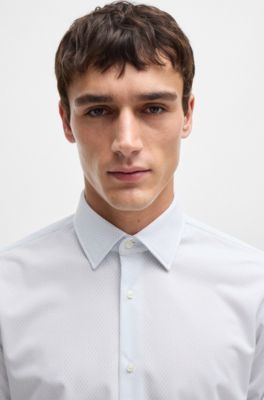 Camisa regular fit en material t&eacute;cnico estructurado, Azul oscuro