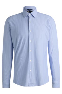 BOSS - Regular-fit shirt in striped performance material