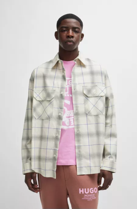 Oversize-fit shirt in checked cotton twill